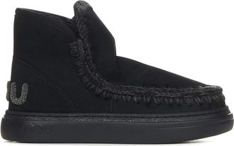Mou Zwarte Slip-on Sneakers met Glitter Logo - Dames - Winterlaarzen - Zwart - 37 EU - Wol - Schoenen