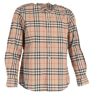 Burberry Pre-owned Mens Vintage Check Poplin Shirt in Beige Cotton - Size Large