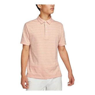 Nike Mens Nike Dri-FIT Stripe Breathable Lapel Short Sleeve Arctic Orange Polo Shirt DH0892-800