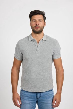 Monfrere Pierce Towel Terry Polo Shirt In Light Grey