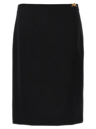 Versace Black Virgin Wool Midi Womens Skirt