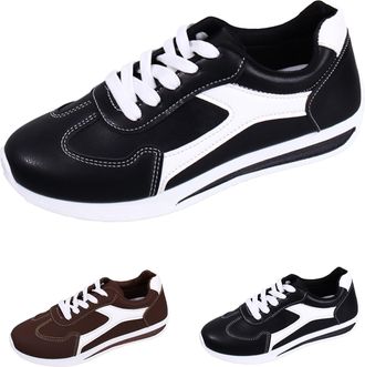 Generic Women Casual Lace Up Shoes Size 5.5 Retro Lightweight Comfortable Walking Leather Sneakers with Arch Support, Ladies Outdoor Non Slip Athletic Running