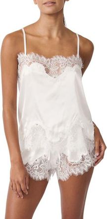 Kat The Label Olivia Lace Trim Satin Camisole in Ivory at Nordstrom, Size X-Small