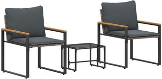 vidaXL Juegos De Muebles Con Coj&iacute;n 3 Pcs Gris Y Gris Oscuro Rat&aacute;n Vidaxl