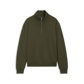 BOSS Zipper neck sweatshirt in structured cotton