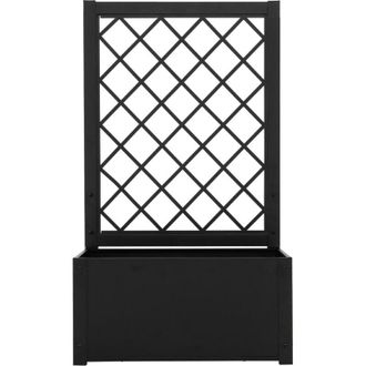 Costway Elevated Lattice Planter 112CM Metal Planter Box with Trellis-Black