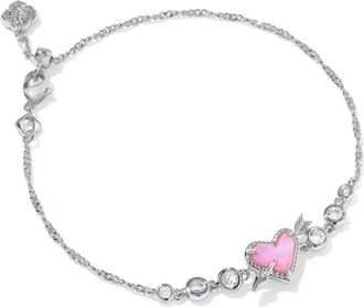 Kendra Scott Womens Ari Heart Arrow Silver Tennis Bracelet