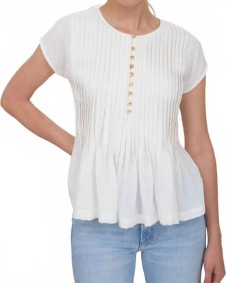 ZOE AND CLAIRE Soft Spoken Pleat Top In Ivory