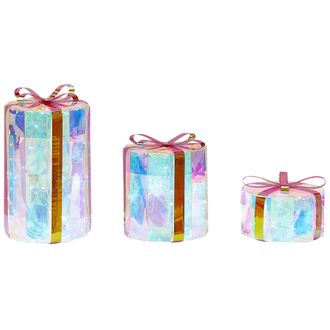 Beliani Conjunto De Decoraciones Led De Interior Exterior Navidad Accesorio 3 Regalos Luces Iluminaci&oacute;n Metal Multicolor Grimsey