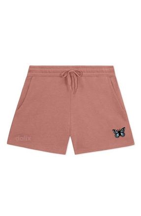 Dalix Womens Butterfly Midweight Washed Fleece Shorts in Dusty Rose at Nordstrom, Size Xx-Large