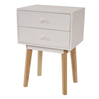 Hhg Nunca Usado] C&oacute;moda Malm&ouml; T271, Mesa Auxiliar Mesilla De Noche, Dise&ntilde;o Retro 59x40x30cm, Caj&oacute;n Blanco