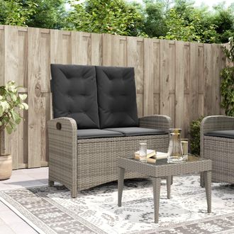 vidaXL Vidaxl - Sill&oacute;n Reclinable De Jard&iacute;n Con Cojines Rat&aacute;n Sint&eacute;tico Gris