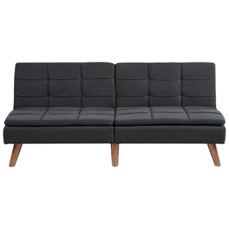 Beliani Beliani - Sof&aacute; Cama Moderno Estructura Madera Maciza Reclinable Tela Poli&eacute;ster Negro Ronne