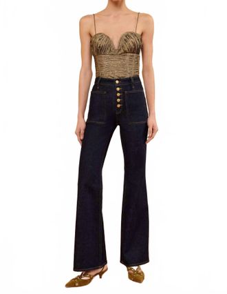 Ulla Johnson The Stretch Lou Kick Flare Jean In Tigris