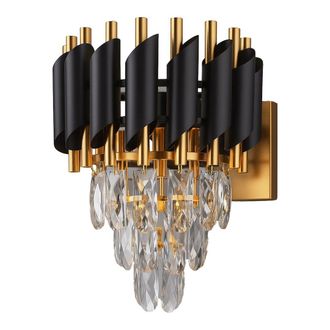 Milagro Applique Glamour A Spirale Con Cristalli Nero Oro 2xe14