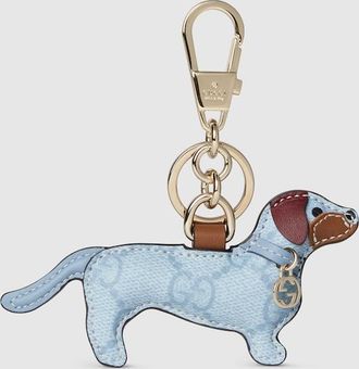 Gucci Dog-shaped Bag Charm, Blue, GG Canvas