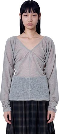 Our Legacy Cheer V Neck Top - Dames - V-hals truien - Beige - M - Katoen - Truien & Vesten