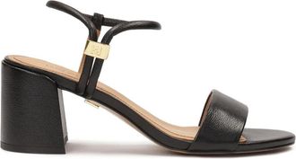 Kazar Zwarte slip-on post sandalen - Dames - Sandalen met hakken - Zwart - 38 EU - Leer - Schoenen