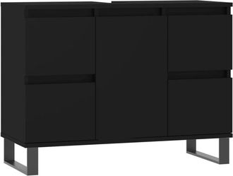 vidaXL Mueble de baño madera de ingeniería negro 80x33x60 cm Vidaxl