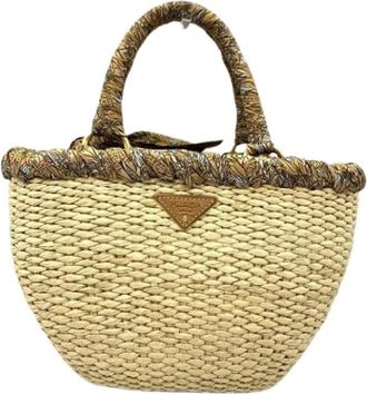 Prada Pre-owned Handbags, female, Beige, Size: ONE SIZE Pre-owned Raffia Handbag