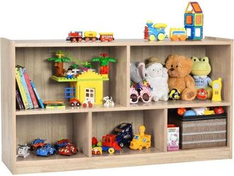 Costway Costway - Librería para Niños y Organizador Juguetes, Mueble de 5 Cubos para Ordenar Juguetes Muñecas y Libros, Estante de Madera con 5