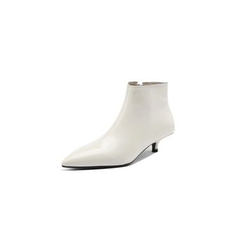 Generic Womens Pointed Toe Ankle Boots Slim Stiletto Heels Side Zipper Smooth Upper Sleek Silhouette Soft Lining Cushioned Insole Durable Non-Slip Outsole,Whi