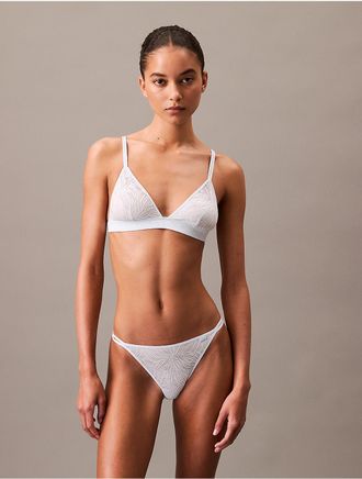 Calvin Klein Womens Sheer Marquisette Lace Unlined Triangle Bralette - Blue - XS