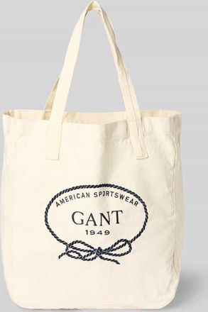 GANT Shopper mit Label-Stitching in Ecru, Gr&ouml;&szlig;e 1