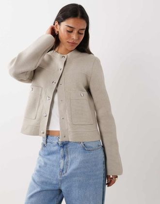 Arket cardigan in maglia compatta di puro cotone beige chiaro-Neutro