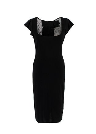 Valentino Garavani Valentino Lace Panelled Short Sleeved Black Midi Dress Size L