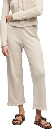 Barefoot Dreams CozyChic Ultra Lite Ruffle Hem Rib Ankle Pants in Stone at Nordstrom, Size X-Small