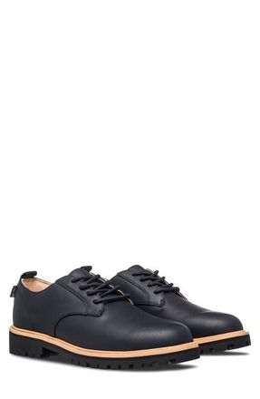 Clae Logan Lugged Plain Toe Derby in Black Natural Leather at Nordstrom, Size 11.5