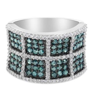 House of Brilliance 14K Gold 1 1/2 Cttw White and Treated Blue Diamond Cocktail Ring in White Gold at Nordstrom, Size 6