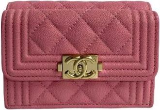 Chanel Pre-owned Boy Caviar Short Wallet - Dames - Vintage Accessoires - Roze - ONE Size - Vintage