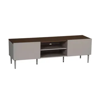 Sweeek Mueble de tv de metal y decoraci&oacute;n de madera 2 puertas, 140cm, gris