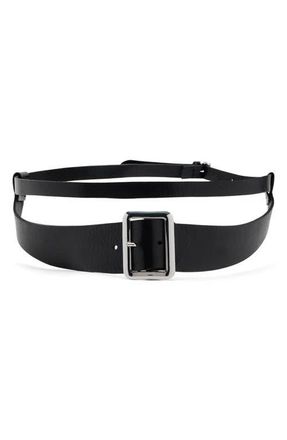 Mango Leather Mixed Belt in Black at Nordstrom, Size Medium