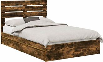 vidaXL Storage Bed with Drawer Smoked Oak 120 x 200 cm Engineered Wood vidaXL