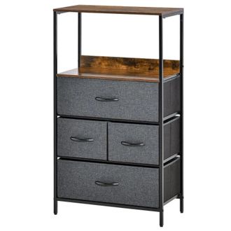 HOMCOM Fabric Chest of Drawers Storage Unit 58x29x103cm - Black | TJ Hughes
