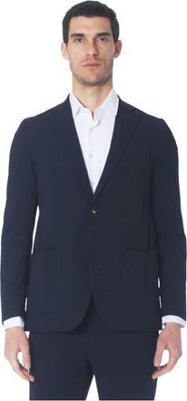 Roberto Ricci Design Giacca monopetto in tessuto stretch Surflex no stiro - Heren - Blazers - Blauw - 2XL - Leer - Jassen