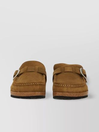 Birkenstock shearling buckle detail slippers