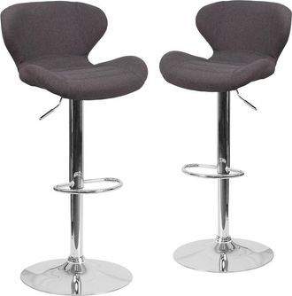 Flash Furniture 2 Pk. Contemporary Black Fabric Adjustable Height Barstool with Chrome Base