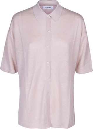 KANGRA Cardigans, female, Pink, Size: M Short sleeve linen shirt for women