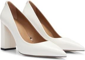 BOSS Janet Block Heel Pointed Toe Pump in Open Wht at Nordstrom Rack, Size 10.5