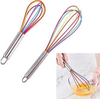 OEM Juego De 2 Batidores De Silicona - Batidora De Acero Inoxidable Con Mango Antideslizante - Para Hornear Y Cocinar