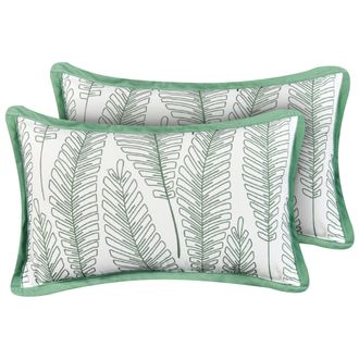 Beliani Beliani - Conjunto De 2 Cojines De Exterior Accesorios De Jard&iacute;n Patr&oacute;n De Hojas 30x50 Cm Verde Meadow