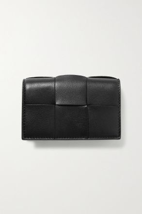 Bottega Veneta Portacarte In Pelle Con Motivo Intrecciato Cassette - Nero