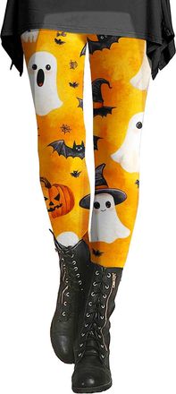 Generic Halloween Leggings for Women UK Pumpkin Ghost Skull Scary Print Tights Gothic High Waist Yoga Leggings Halloween Party Costume Fancy Stretchy Trousers