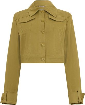 Alberta Ferretti Korte Katoenen Jas - Dames - Zomerjassen - Groen - S - Katoen - Jassen