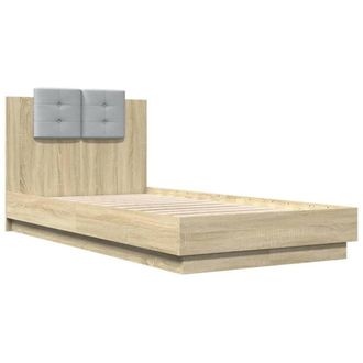 Berkfield Home Soft Bed Frame without Mattress Sonoma Oak 90x190 cm Single in Light Tan