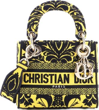 Dior Lady D-Lite Bag Embroidered Canvas Mini satchel - Geel